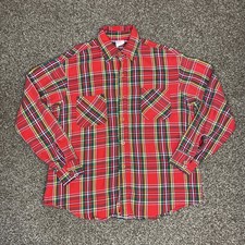 VTG 70s Big Mac Flannel Mens L Lumberjack Button Shirt Red Black JC Penney