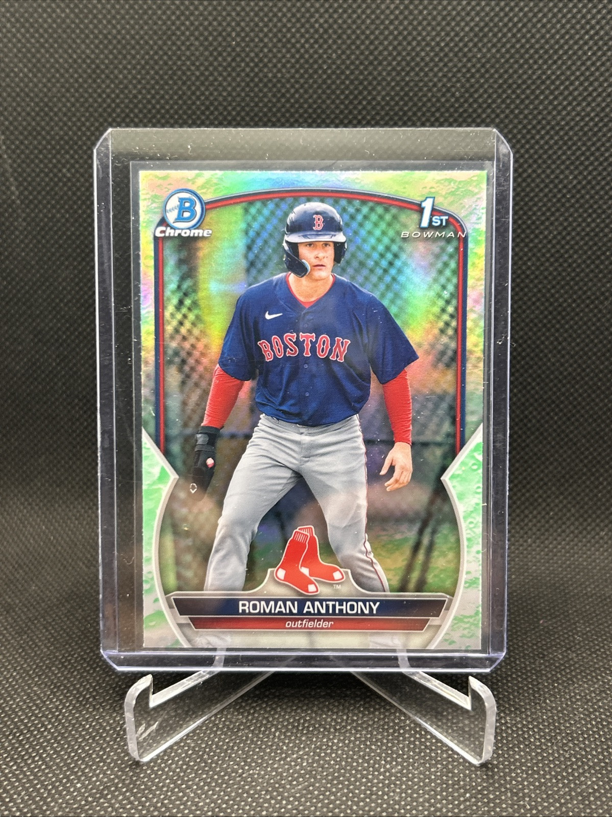 Bowman 2023 cromo ROMAN ANTHONY refractor brillo lunar 1st RC Boston Red Sox