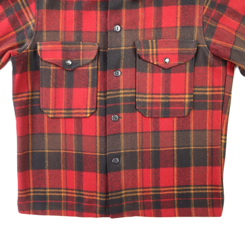 VTG 80s PENDLETON USA Men's M Red Plaid Mackinaw Cruiser Hunting Jacket Shirt - Image 2 of 4