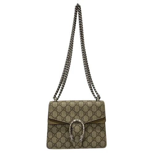 Authentique mini sac GUCCI Dionysus GG Supreme 421970 marron foncé beige daim PVC