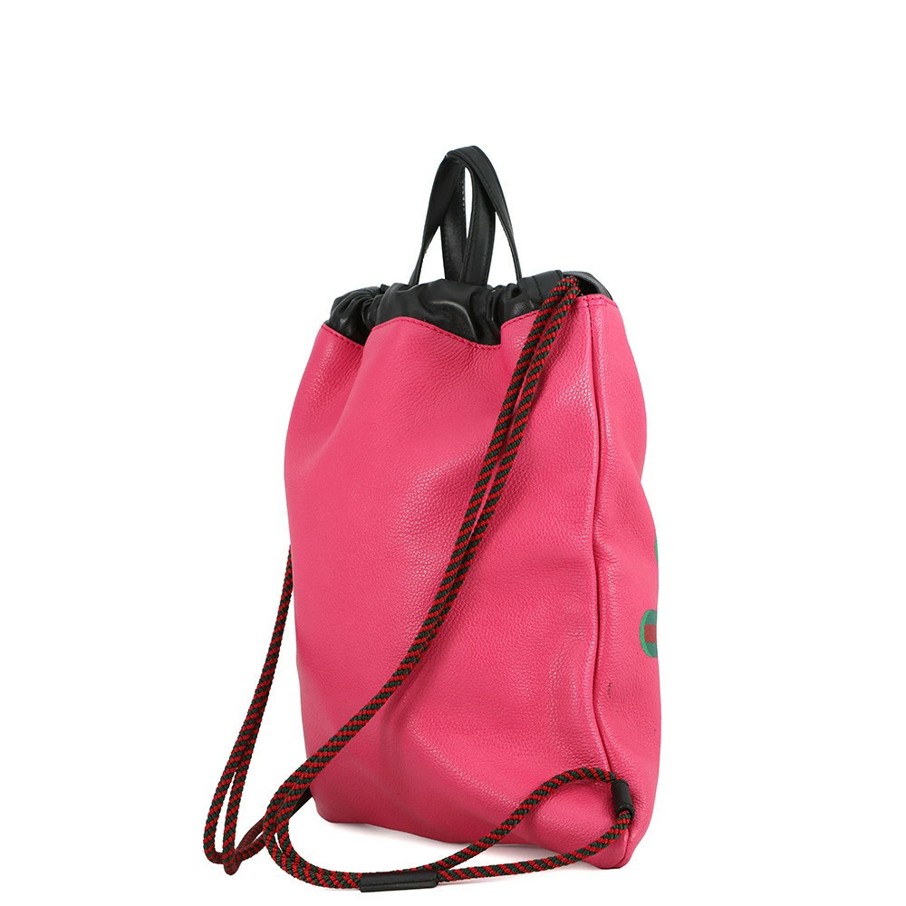 GUCCI Backpack Drawstring Logo Napsack Leather 52… - image 2