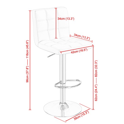 Faux Leather Barstool Chrome Base Stool Counter Height Stool Breakfast Bar Chair - Picture 91 of 172