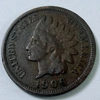 1906 Indian Head One Cent Penny Very Good Details #5706