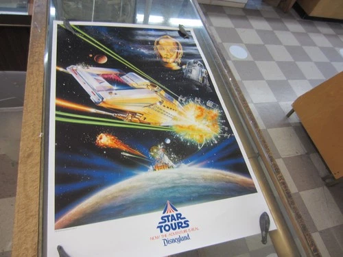 #1 Vintage Star Tours Disneyland 1987 Star Wars poster 20x30 C3PO R2D2