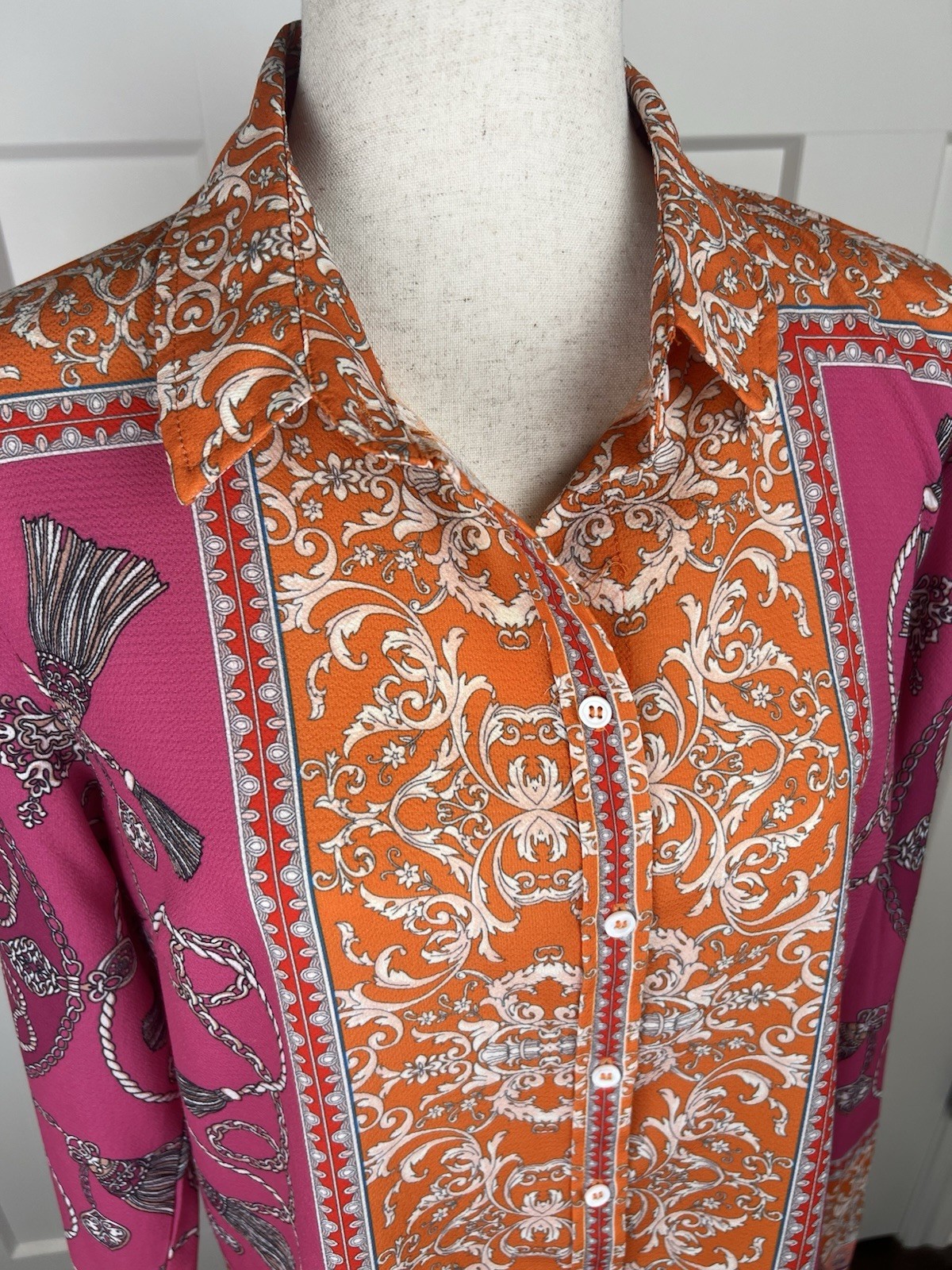 Umgee Small Equestrian Print Button Down Blouse P… - image 2