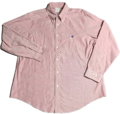 Brooks Brothers Regent Shirt Mens XL Pink Supima Cotton Button Down Dress