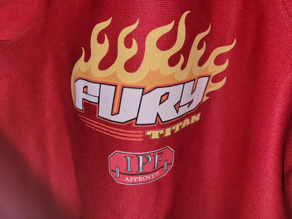 Titan Fury Bench Shirt, Special Order For 242lbs Class, Red, Lightly Used - Image 2 of 4