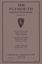 1936 Plymouth P1 Business Line P2 Deluxe Owners Manual