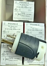 Lot of 5, Pass & Seymour PS5666-X Legrand, 2-Pole 3-Wire Straight Blade Plugs