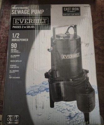 Everbilt 1/2 HP Cast Iron Sewage Ejector Pump Model ESE50W-HD