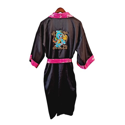 Kimono Unisex Reversable XL Dragon Embroidery Pockets Sash 48" L Luxury Travel - Picture 8 of 15