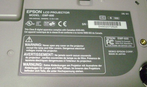 Epson EMP-600 LCD Beamer (EBS) - Bild 12 von 12