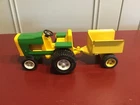 Vintage Tonka Mini Garden Tractor And Wagon Yellow And Green In Great Condition.