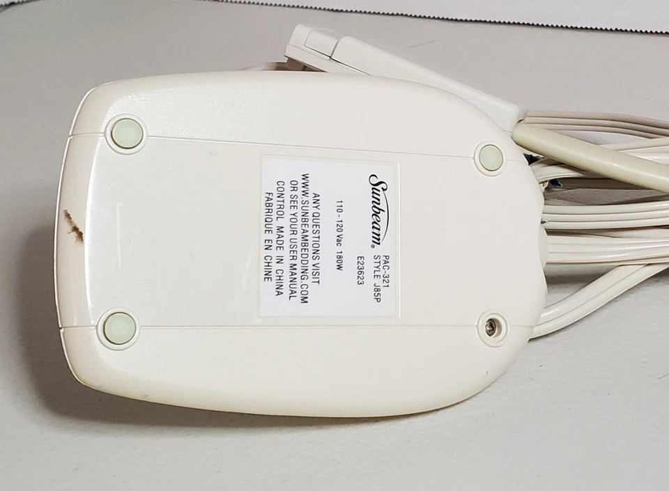 Controlador de manta de calefacción eléctrica Sunbeam J85P E23623 3 clavijas PAC-321 Foto 3 de 4