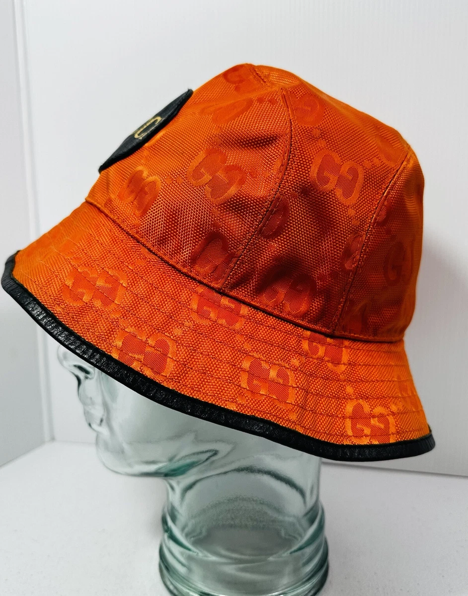 Gucci Hat Canvas GG Orange/Black Bucket Cap Size M/58cm