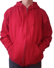 Jerzees Mens Cotton Sweatshirt / Hoodie Long Sleeve Full Zip Activewear Red XL
