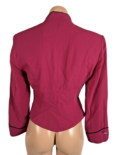 Cache Vintage Blazer Magenta Pink Black Size 4 USA MADE Crop Gold Buttons Jacket - 第 2/10 張圖片