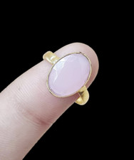 Buy Rose Chalcedony Gemstone Gold Plated Boho Handmade Ring Jewelry Gift Love 
