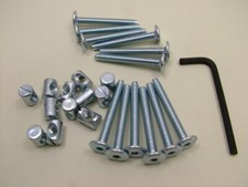 Bed / cot bolts 12 sets of M6x 50mm bolt, allen key & 14mm barrel nut = 25 items