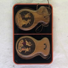 VTG 'Tarantella' Wooden Castanets from Pompeii IT INLAID Dancing Couple no paint