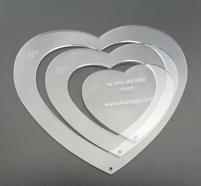 Imperial Applikation Quilten 3 Stück Acryl Herz Vorlage Set 4'' + 6'' + 8''