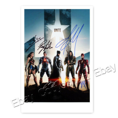 Justice League Ben Affleck, Ezra Miller, Gal Gadot, Jason Mamoa Autogrammfoto  -