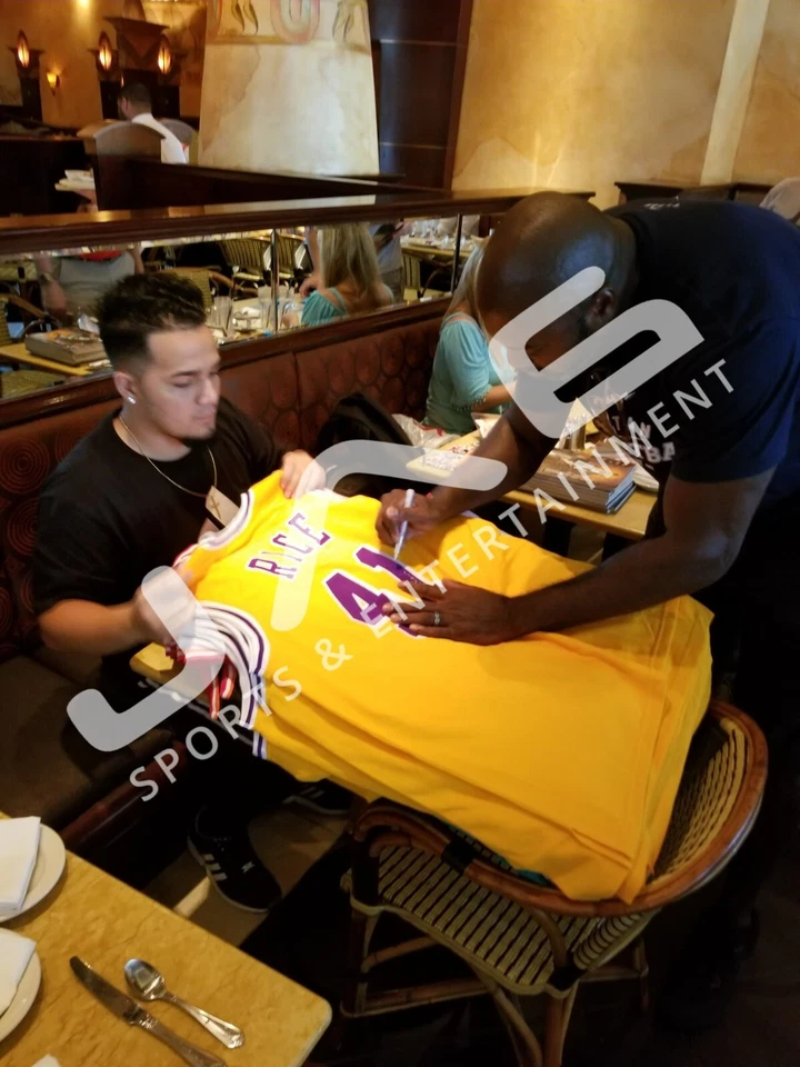 Camiseta firmada autografiada por Glen Rice NBA Los Angeles Lakers certificado de autenticidad JSA G-Money Foto 4 de 4