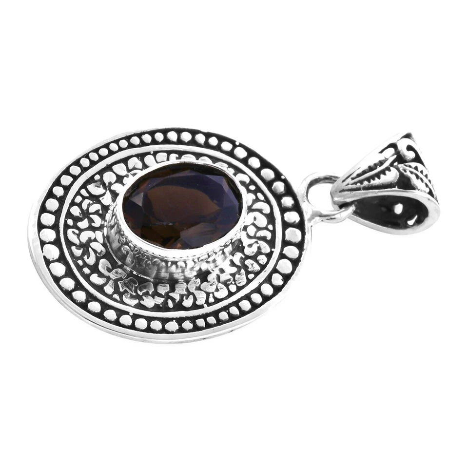 Pendant Smoky Quartz Oval 925 Silver 1.70 CARATS genuine gemstone - Image 3 of 4