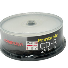 CompUSA Printable CD-R Recordable Discs 52X 80 Minutes 700MB 25 Pack NEW Sealed