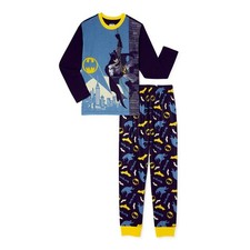 NEW BATMAN PAJAMAS BOYS SIZE 10/12 PJ'S 2-PIECE CUFFED PANTS NWT