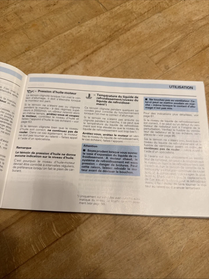 Notice d'utilisation Volkswagen Polo 07/1991 - Photo 2/3