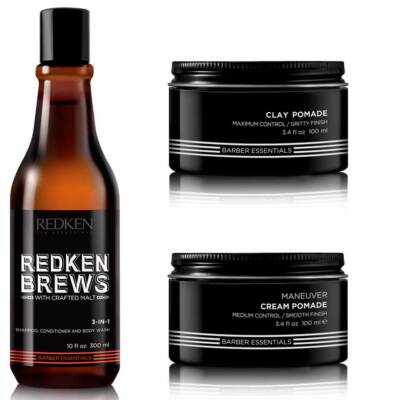 Redken Brews 3in1 Shampoo + Maneuver Cream Pomade + Clay Pomade 100ml = 500ml