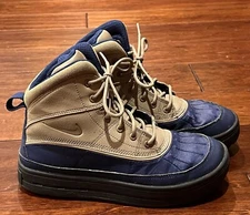 Nike ACG 524872-403 Woodside 2 Blue Brown Boys 5.5 Women's 7 Leather Duck Boots