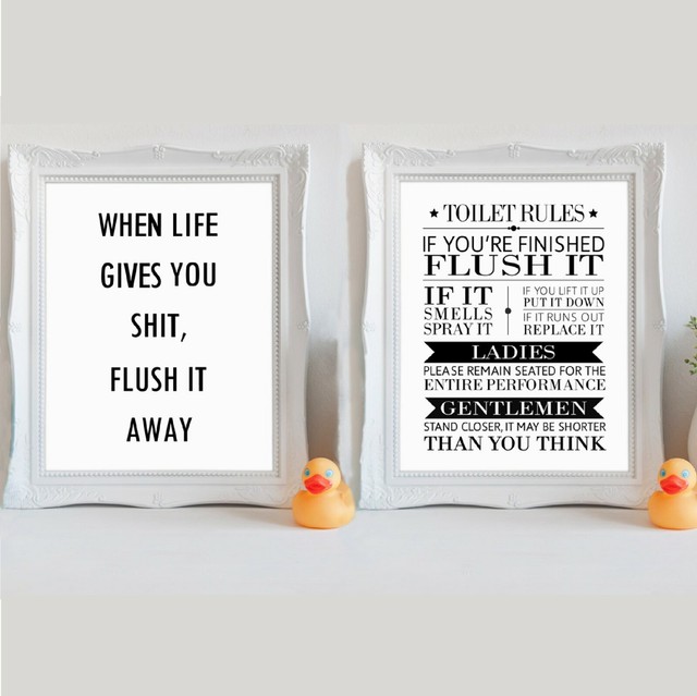 Funny Bathroom Wall Art Canvas Print Humour Toilet Decoration Poster eBay