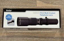 Vivitar 500mm f/8.0 Preset Telephoto Lens - T Mount - Black