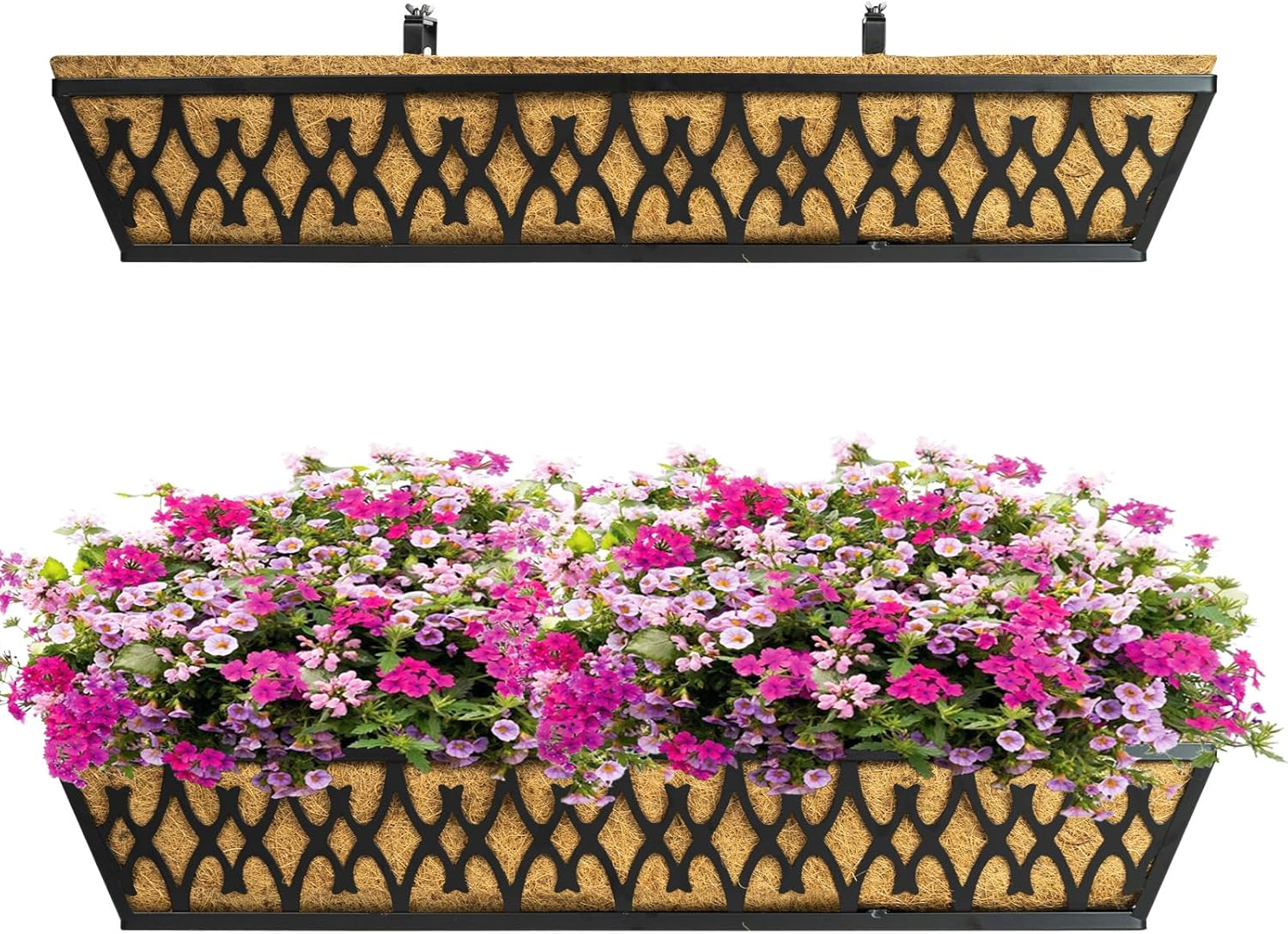 2 Pack 30 Inch Window Planter Boxes with Adjustable Railing Brackets