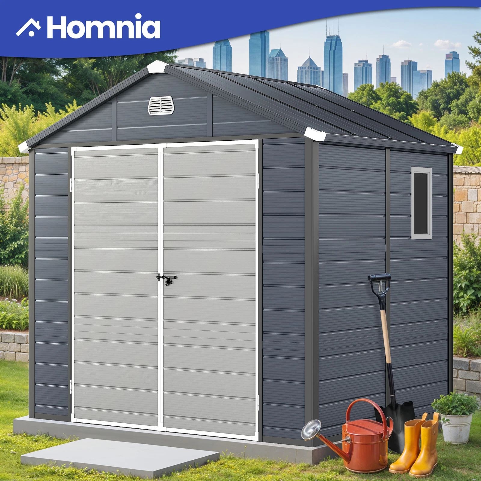 7.9x6.2 FT Resin Outdoor Storage Shed w/ Windows & Vents