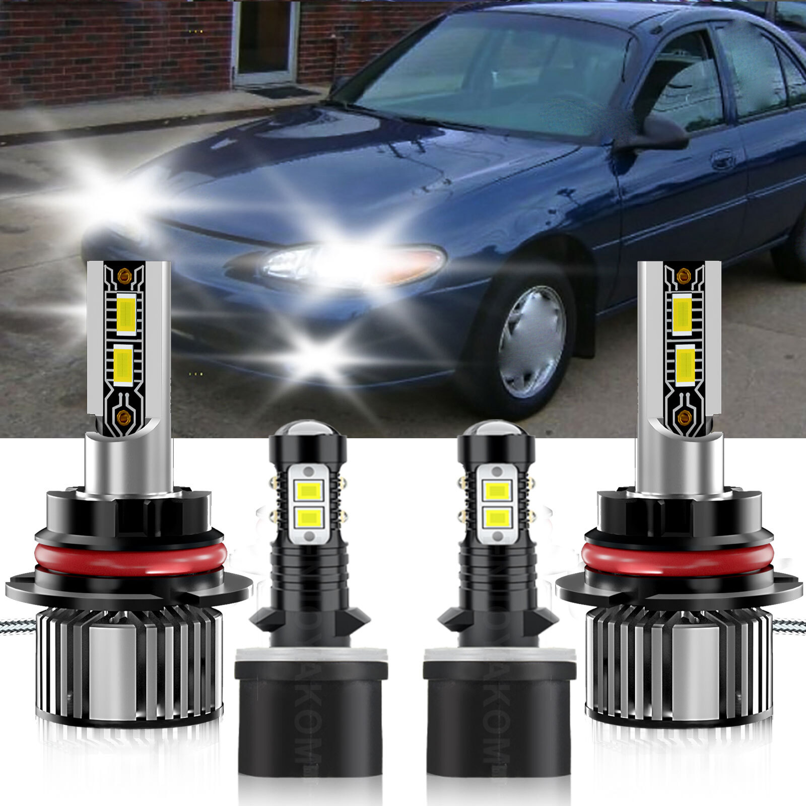 Bright 6500K LED Headlight & Fog Light Bulb Kit for 1997-1998 Mercury Tracer