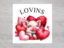 Bloque de edredón de costura artesanal panel de tela corazones de cerdo de granja acostado en corazones de San Valentín A510