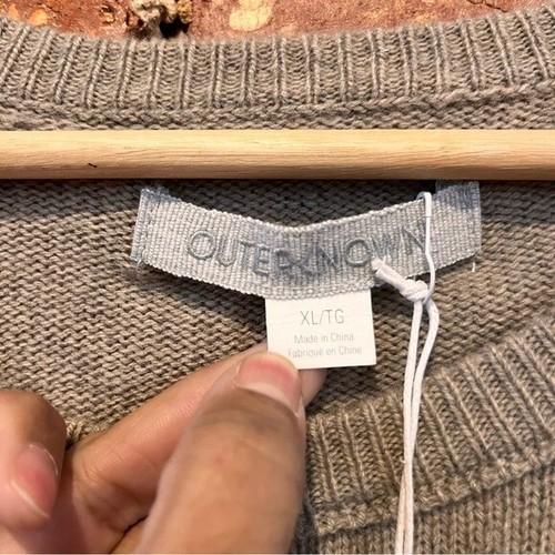 NEW Outerknown Reimagine Cashmere Sweater Size XL Sand Merino Wool - Picture 2 of 6