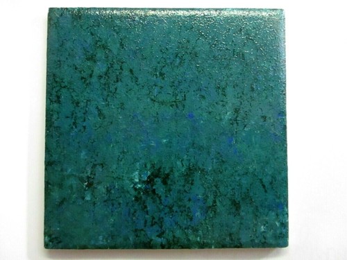 1 Wall Tile US Ceramic USA 4-1/4" Hand Painted Turquoise Green over Snow White - Picture 3 of 10