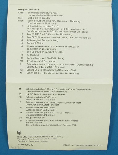 Sammelbildserie Dampflokomotiven DDR. Feuereißen. Bild und Heimat Reichenbach - Picture 2 of 4