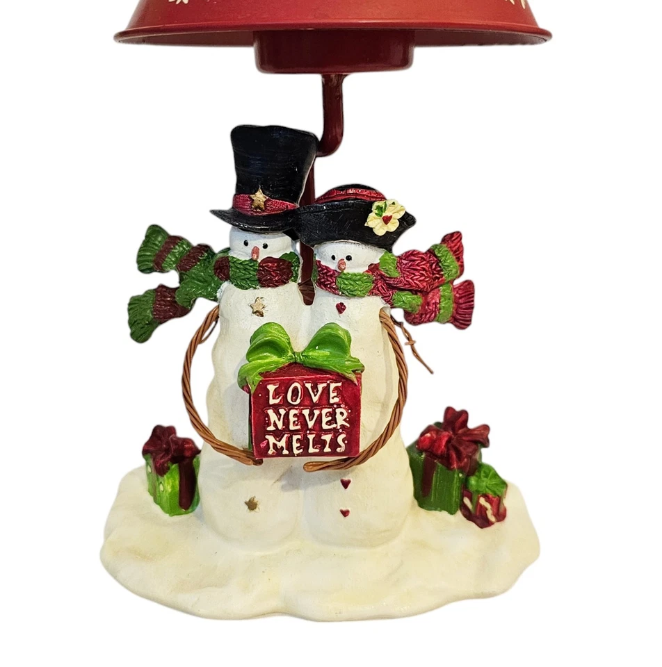 Yankee Candle Tealight Lámpara Muñeco de Nieve Pareja con Pantalla Rojo Blanco AMOR NUNCA SE DERRITE Foto 2 de 4