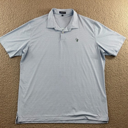 Peter Millar Polo Shirt Mens XL Crown Crafted White All Over Print Floral Preppy