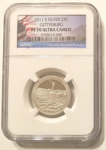 2011 S - 25C SILVER - GETTYSBURG - NGC PF70 ULTRA CAMEO
