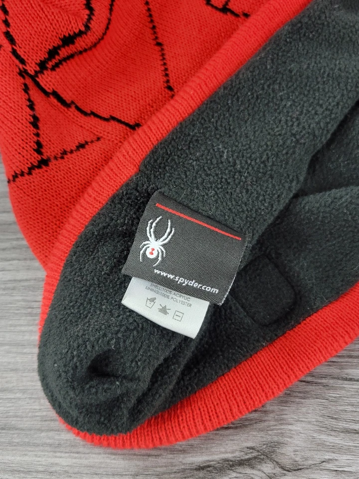 Chapéu Spyder masculino vermelho shelby gorro de esqui forrado de lã borla pom OSFM  - Imagem 3 de 4