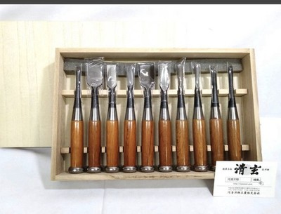 Japanese Chisel Nomi Carpenter Tool Set of 10 Hand Tool wood working Mint