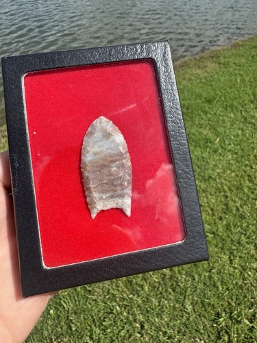 Indianer Alibates Folsom kannelierte Clovis Spitze Pfeilspitze 
