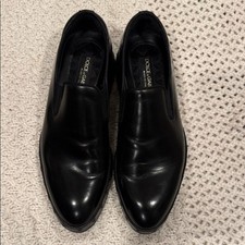 Dolce & Gabbana Black Leather Studded Loafers Dress Men's br Shoes Authentic 5!