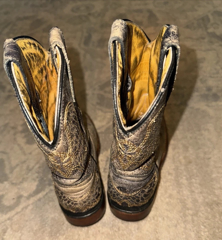 Botas vaqueras vaqueras Corral para niños pequeños jóvenes talla 9,5 M beige cuero marrón Foto 2 de 4